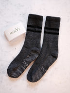 Pair of grey pilates grip socks