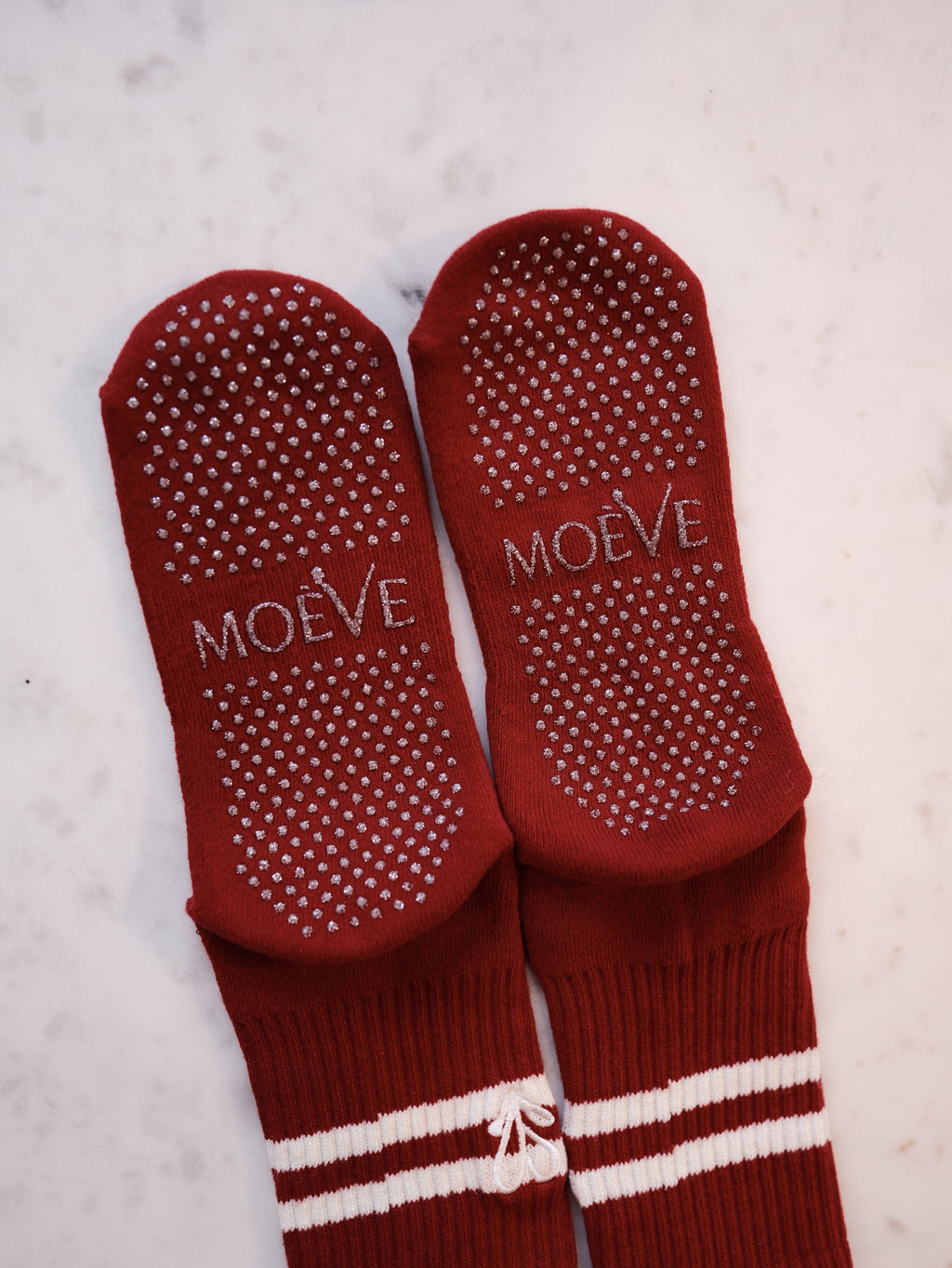 Pomegranate Red pilates grip socks by MOÉVE image 2