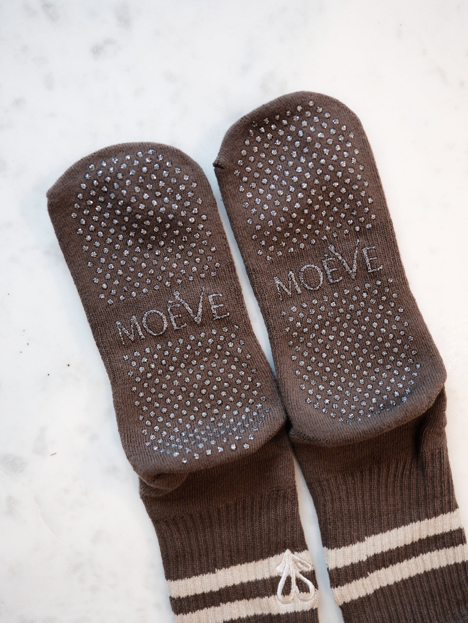 Brown pilates grip socks