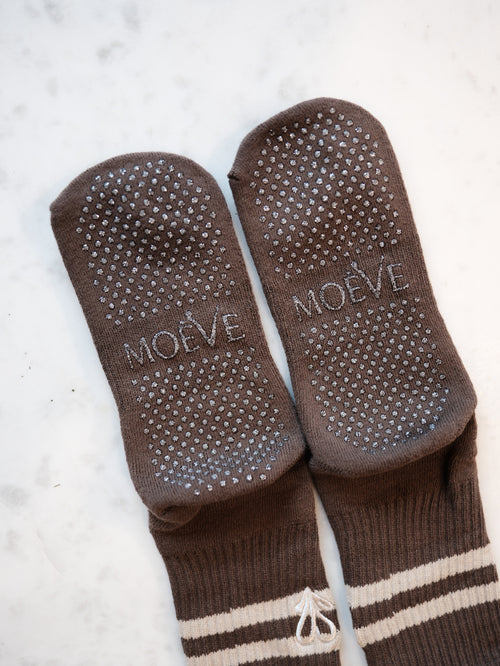 Brown pilates grip socks