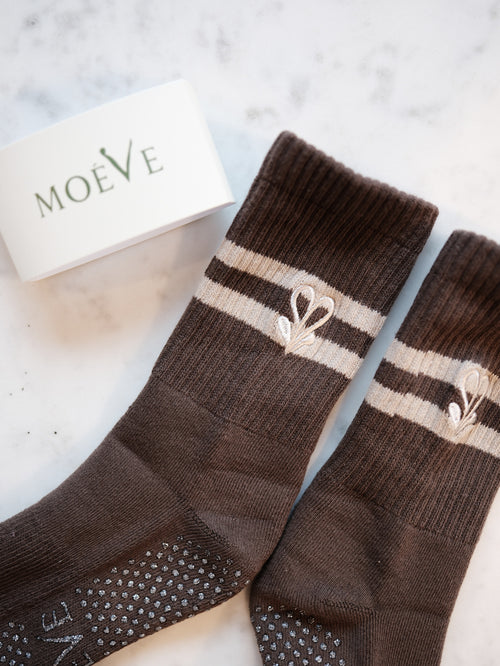 Brown pilates grip socks
