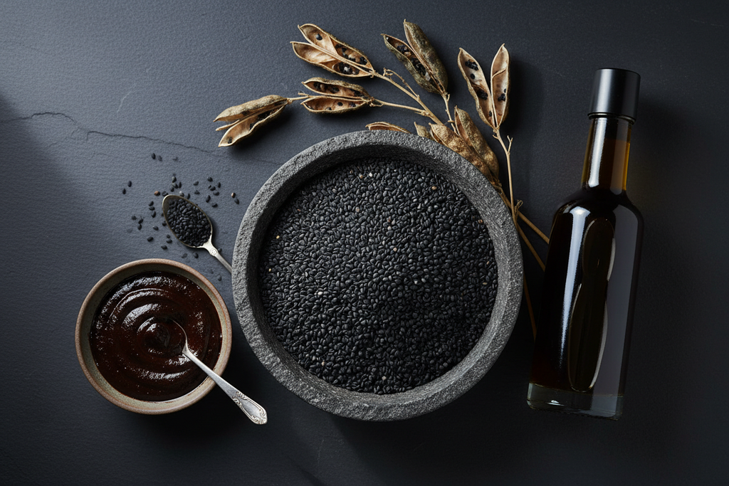 Black sesame inspiration for MOÉVE pilates grip socks
