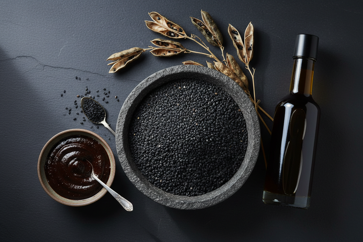 Black sesame inspiration for MOÉVE pilates grip socks